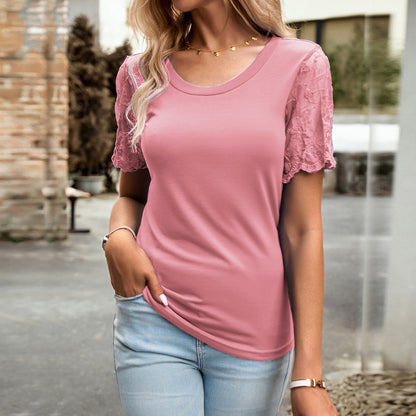 Casual Lace Short Sleeve Shirt