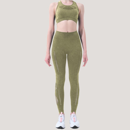 Stone Washed Seamless Knitted Yoga High-Grade Frosted Yoga Suit