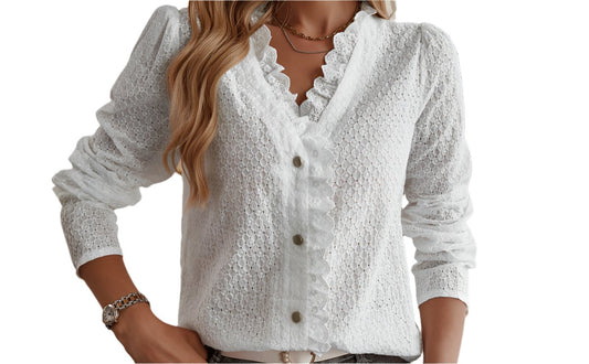 Casual Button Lace Top