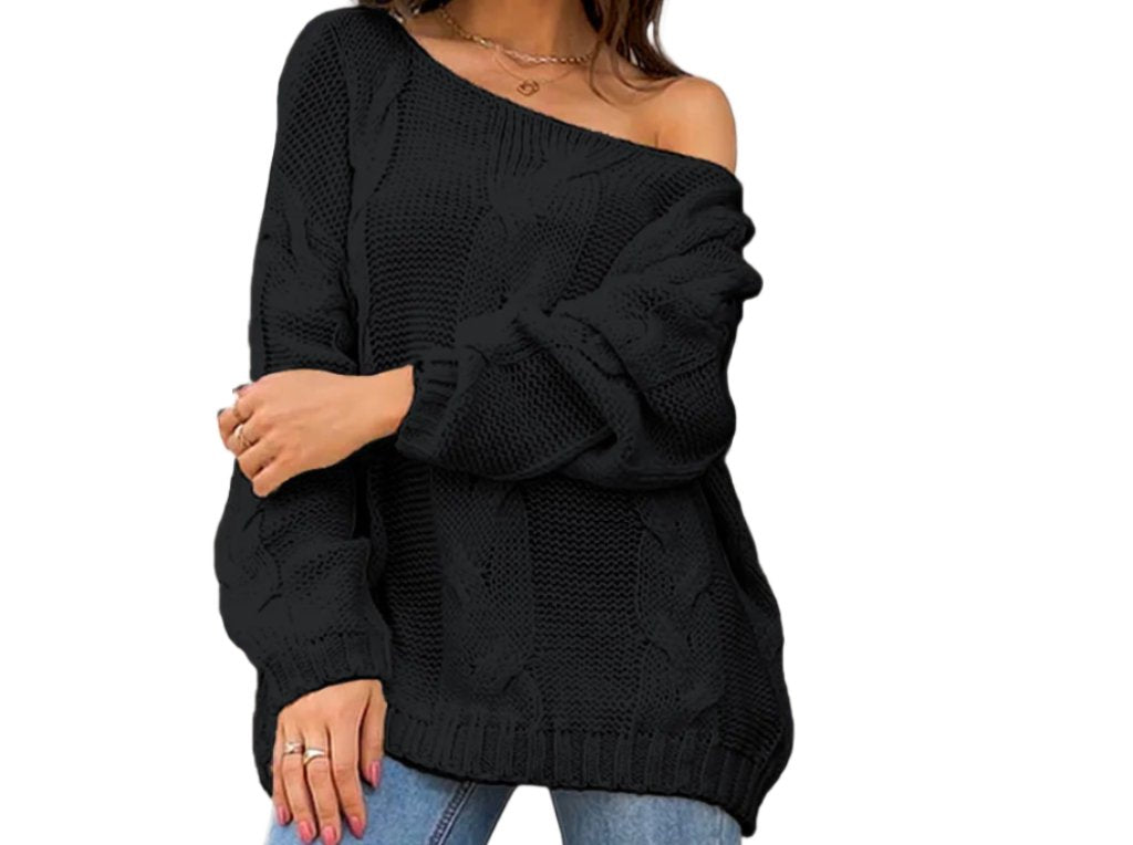 Loose Off Shoulder Pullover Sweater