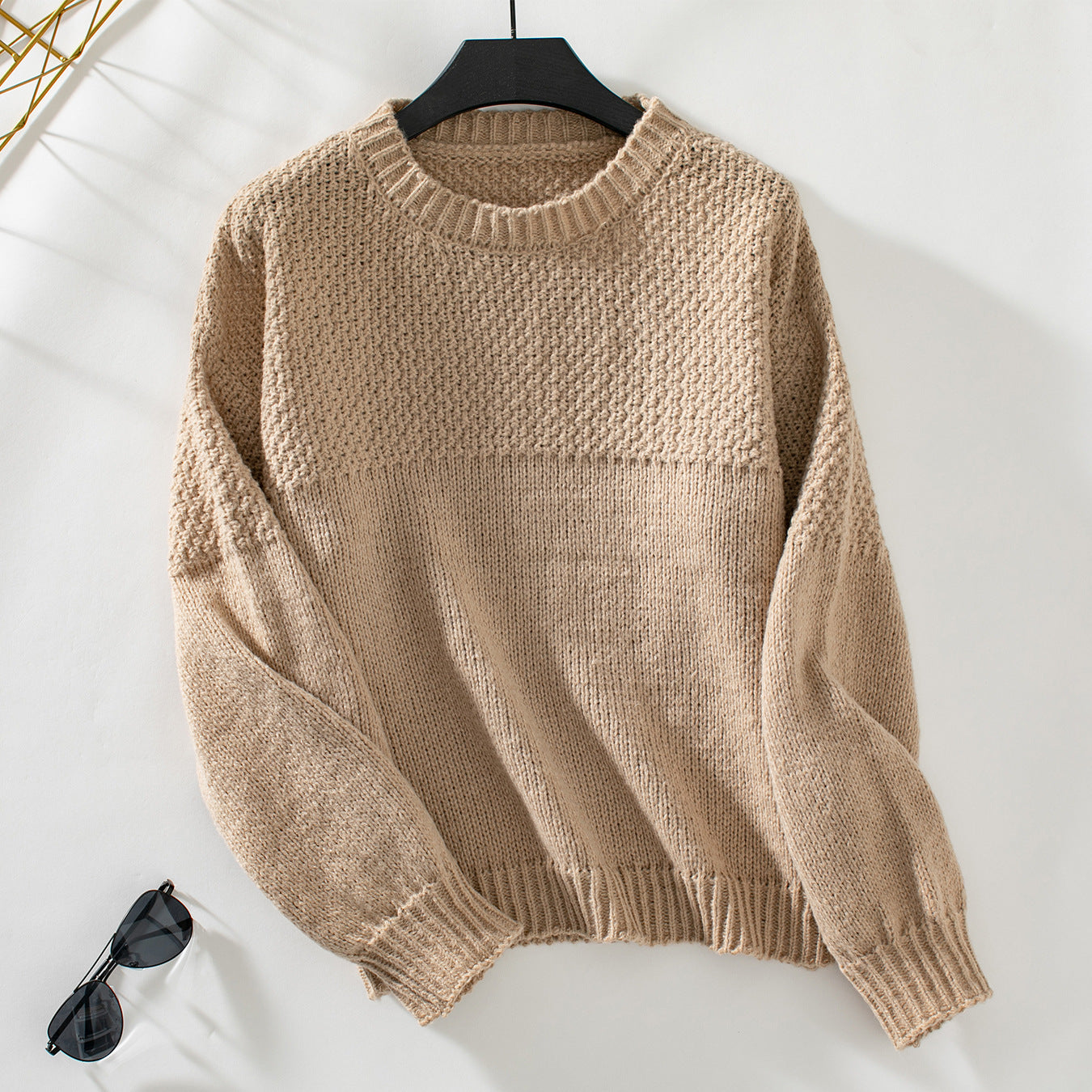 Casual Round Neck Long Sleeve Pullover Knitted Sweater