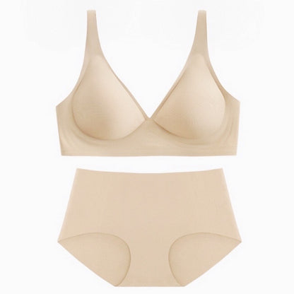 Nude Feel Seamless Thin Soft Support Comfortable Bra Set