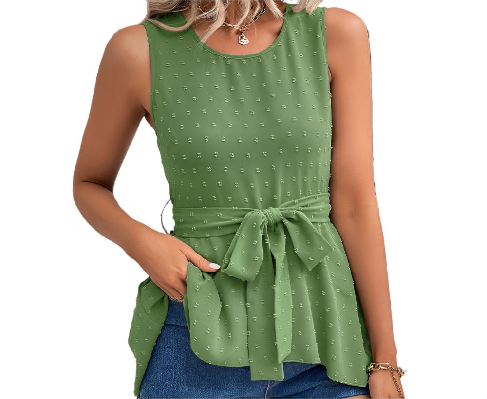 Popular Tie Sleeveless Solid Color Top