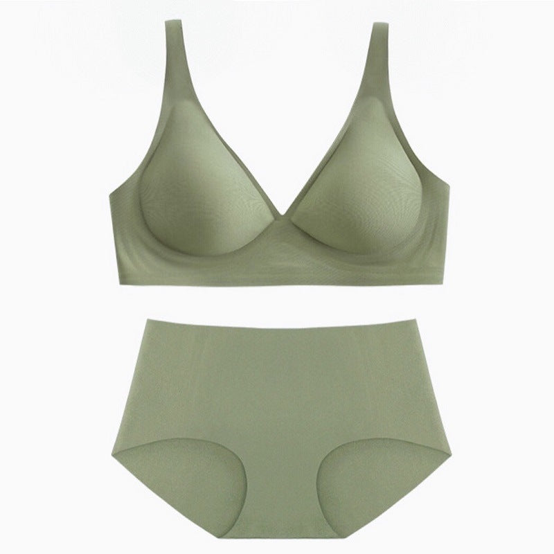 Nude Feel Seamless Thin Soft Support Comfortable Bra Set