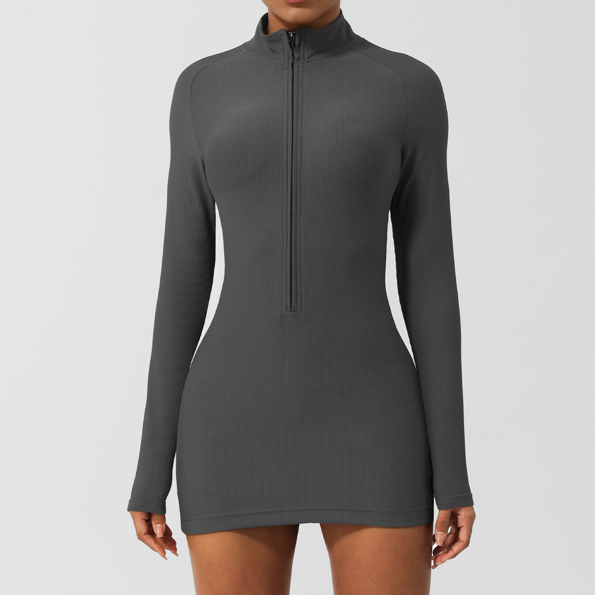 Long Sleeve Zipper Yoga Dress