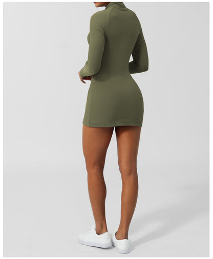 Long Sleeve Zipper Yoga Dress