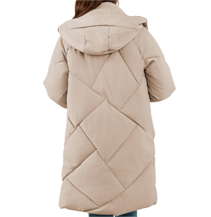 Stand Collar Mid Length Cotton Padded Coat