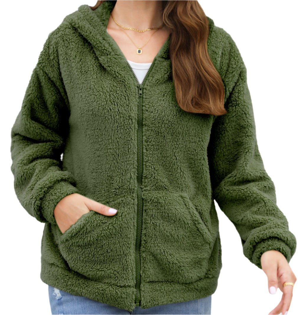 Casual Thickening Hooded Plush Coat