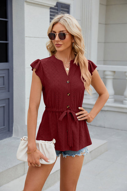 Button Lace-up Top