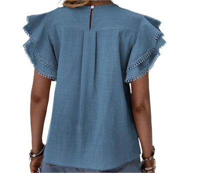 Double Layer Ruffled Short Sleeve Top