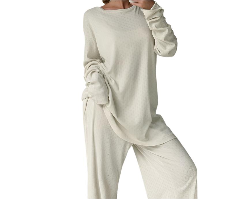 Comfort Knitted Loose Casual Long Sleeve Pants Pajamas Set