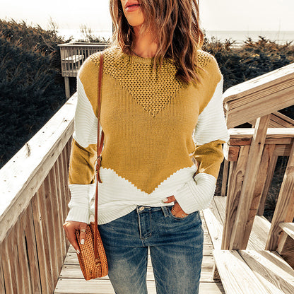 Contrast Color Long Sleeve Sweater