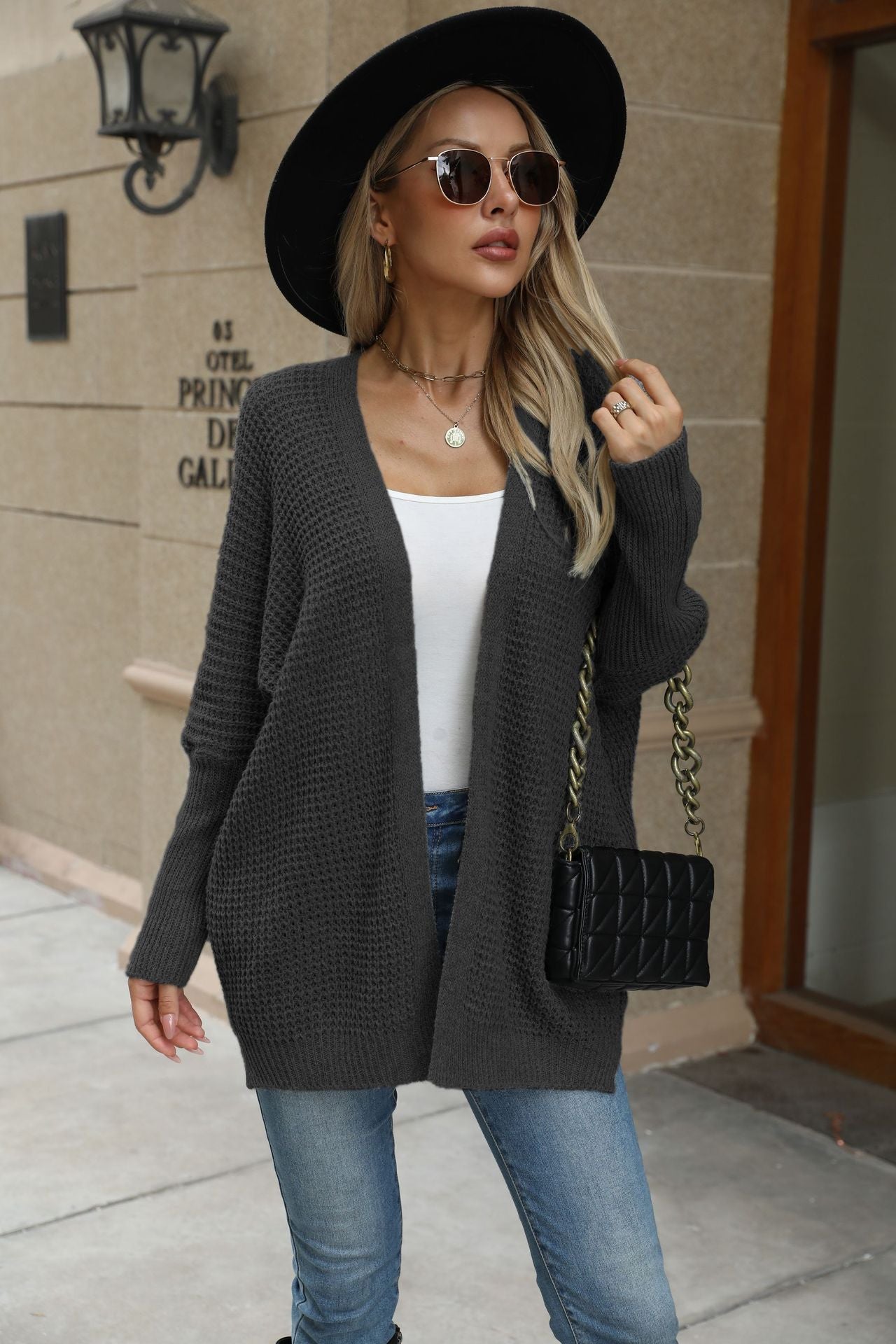 Knitted Loose Solid Color Cardigan Sweater