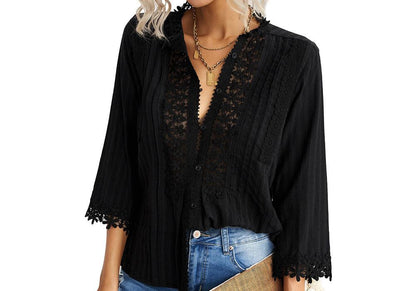 Lace Embroidery Long Sleeve Top