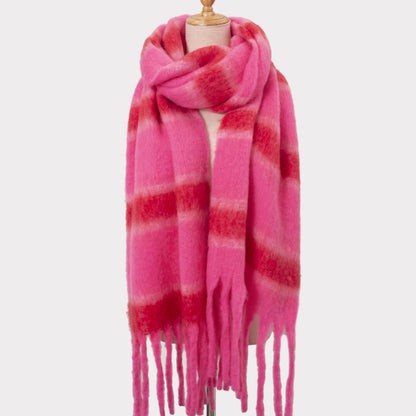 Thickened Yarn Braid Tassel Stripes Scarf