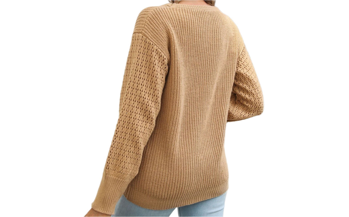 Hollow Cutout Sleeve Stitching Sweater