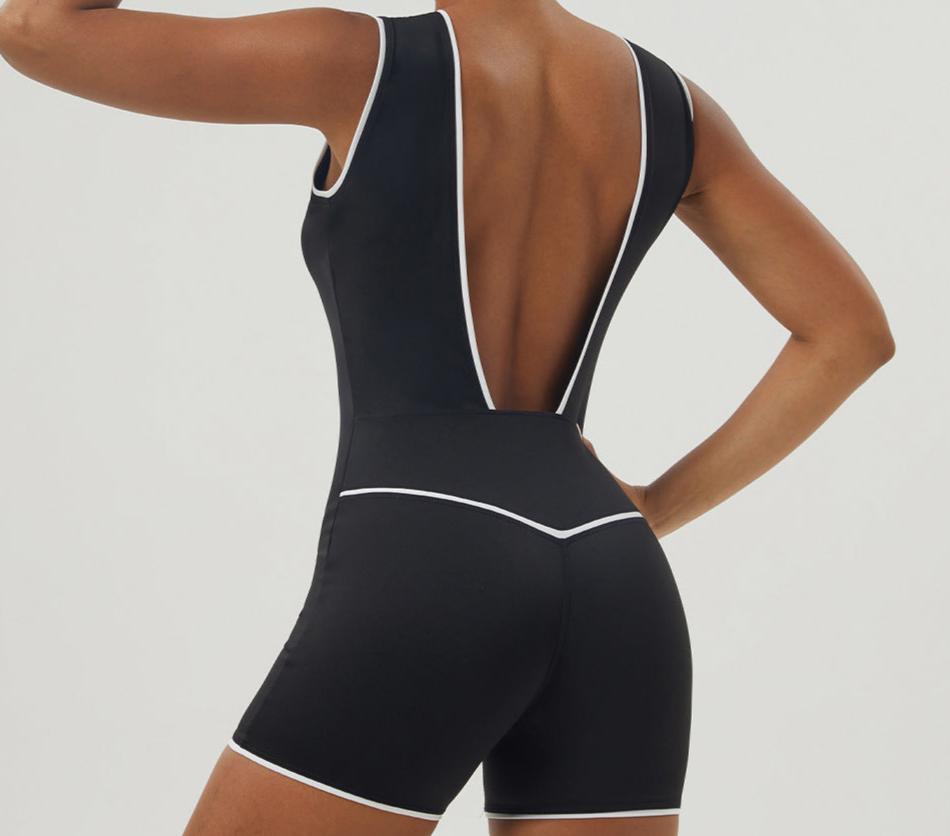 Bare Back Yoga Bodysuit V-Shaped Hip Lifting Sports Workout Romper