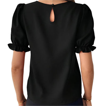 Solid Color Round Neck Shirt Top