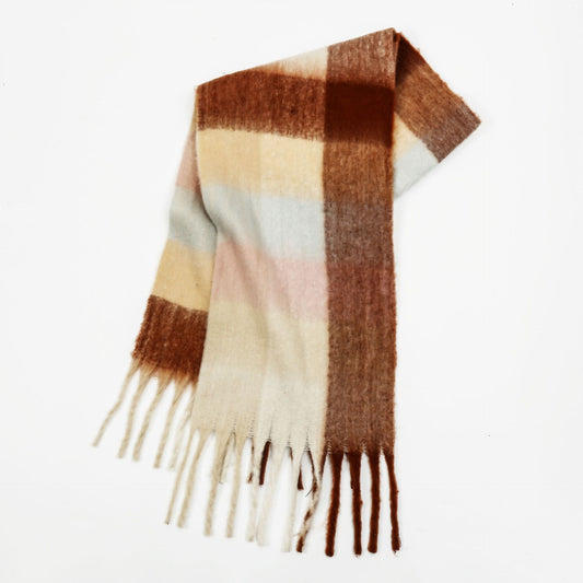 Mohair Plaid Tassel Scarf