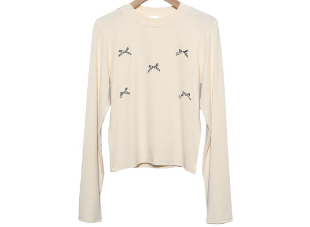 Bow T-shirt Long Sleeve Top