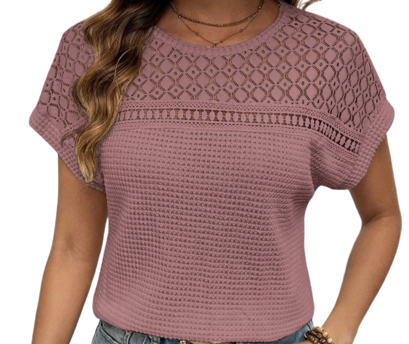 Raglan Mesh Hollow Cutout Breathable Short Sleeve Top