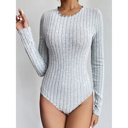 Fluted Collar Slim Fit Long Sleeved Bodysuit