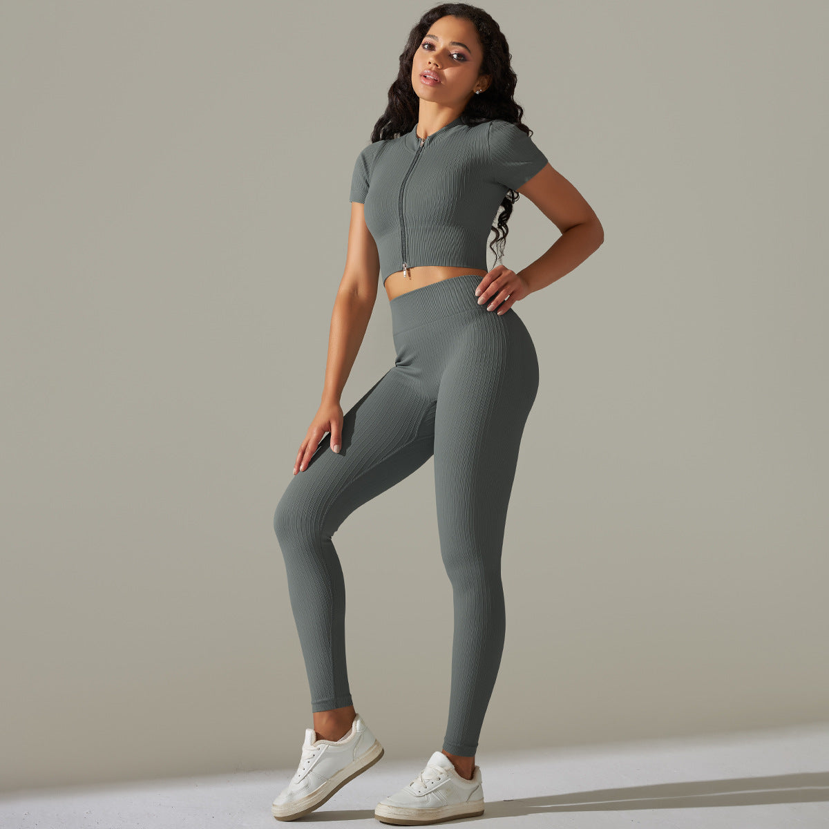 Seamless Knitted Hip High Waist Yoga Running Fitness Sports Suit