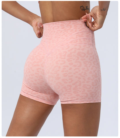 Leopard Yoga Cross Waist Fitness Shorts