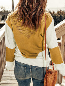 Contrast Color Long Sleeve Sweater