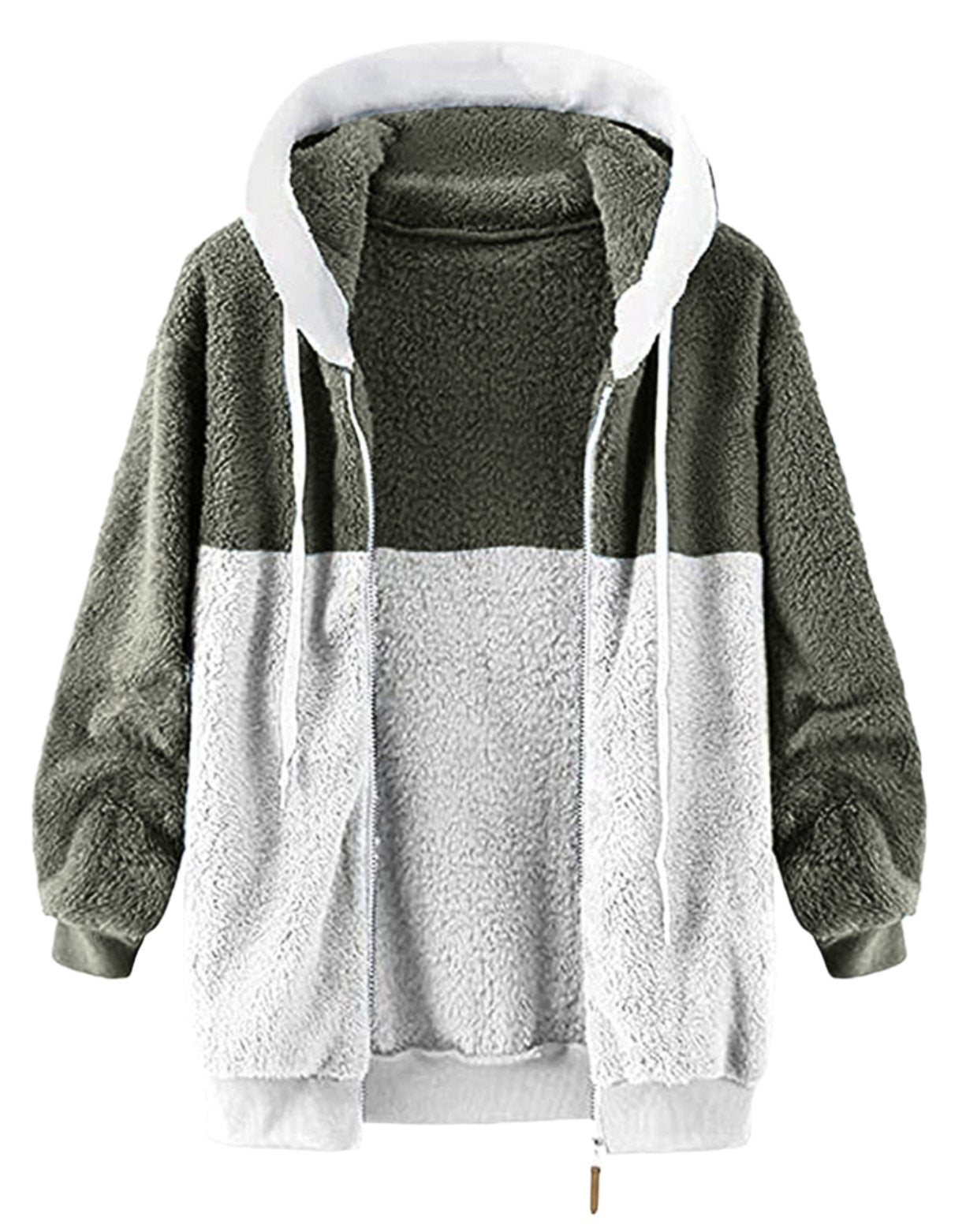 Loose Plush Zipper Hooded Coat