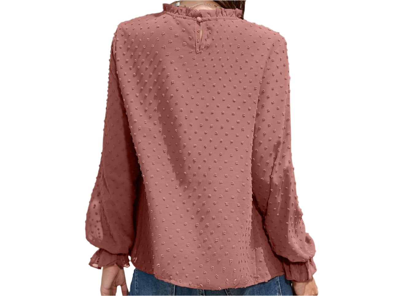 Chiffon Smocking Long Sleeve Shirt Top