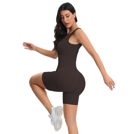 Sports Yoga Bodysuit Seamless Integrated Molding Quick Drying Breathable Slim Fit Peach Hip Romper