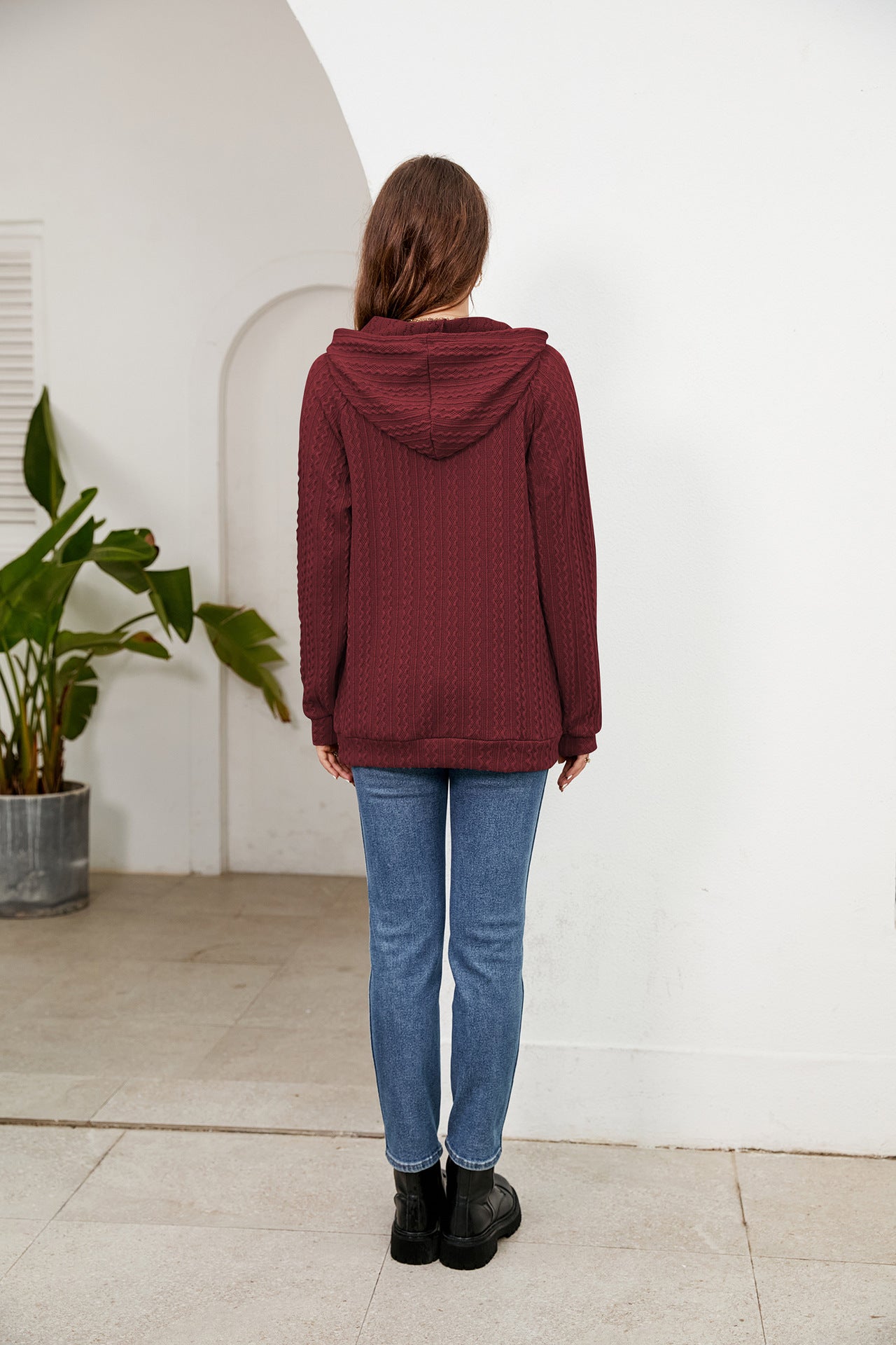 Hooded Drawstring Pocket Loose Pullover Sweater