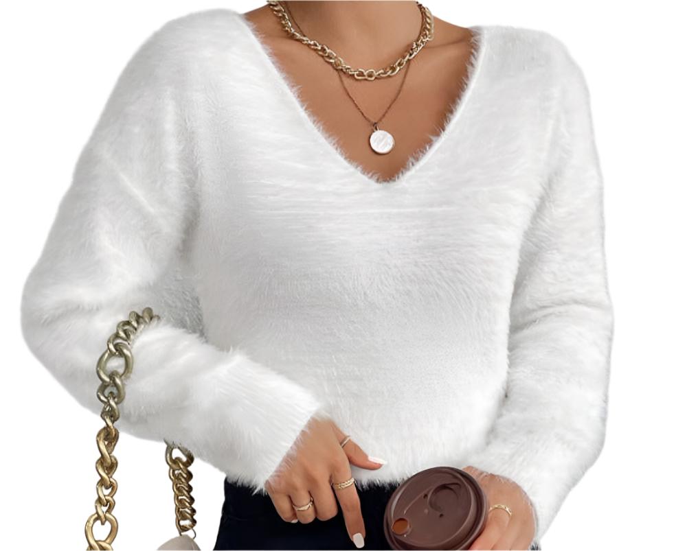 Imitation Marten Pullover V-neck Sweater