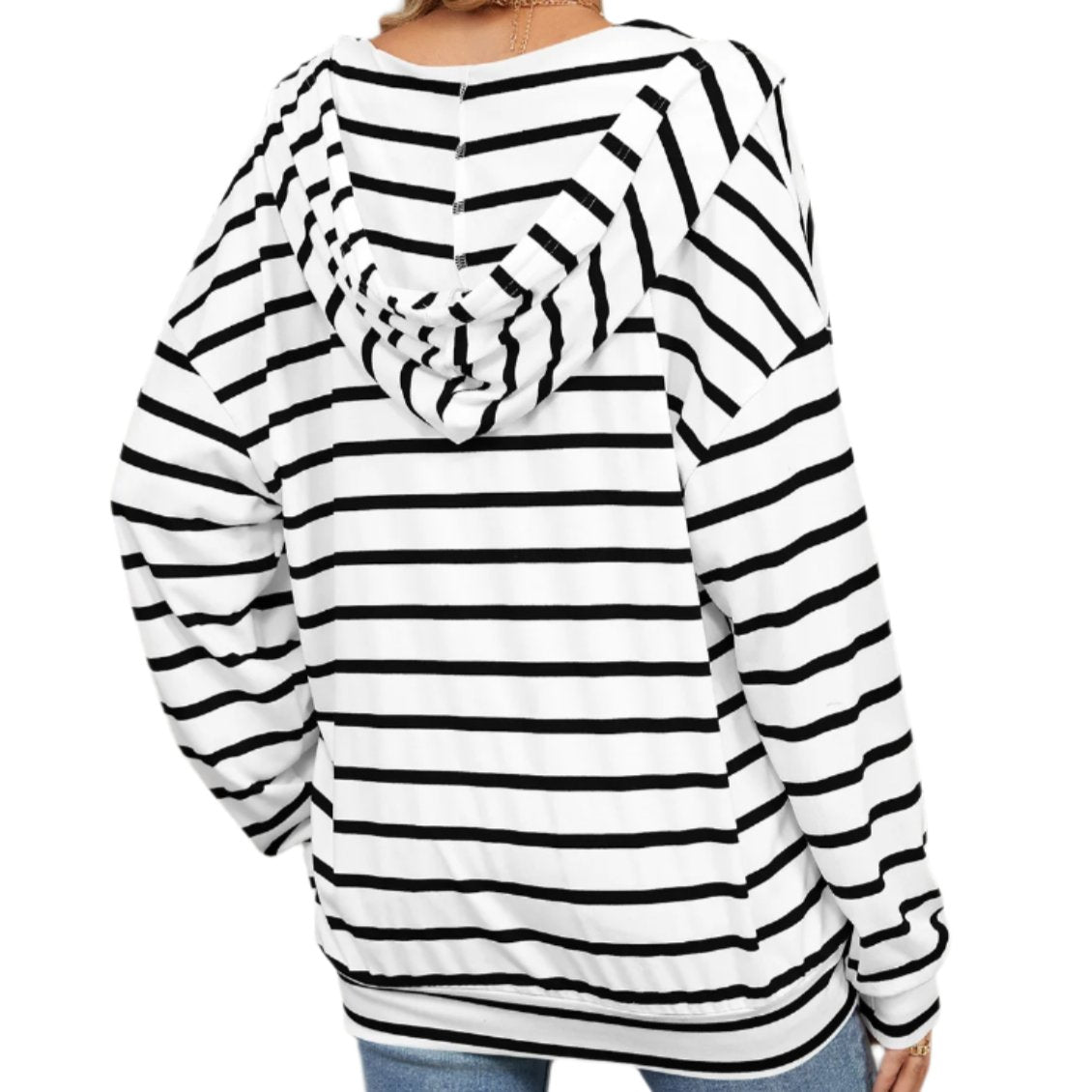 Striped Hooded Long Sleeve Sweatshirt