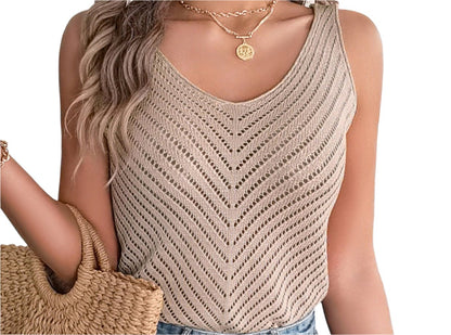 Solid Color Hollow Cutout Top