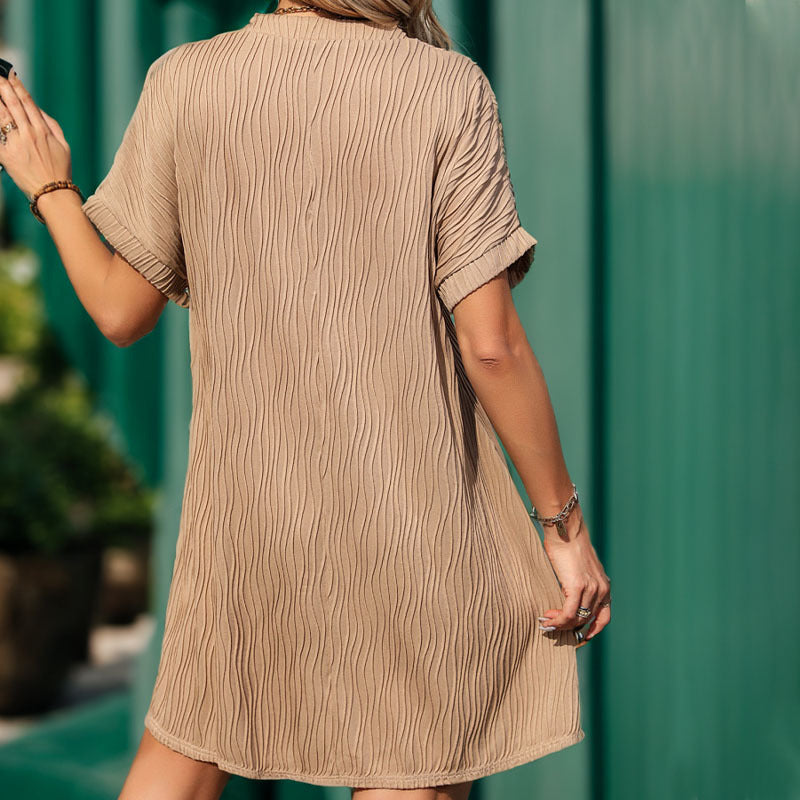 Solid Color Jacquard Loose Dress