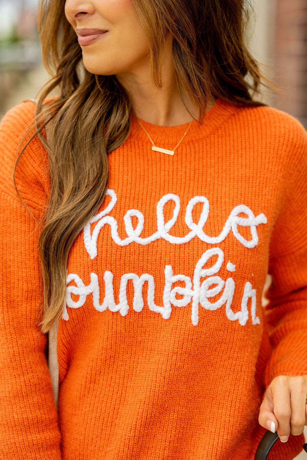 Halloween Hello Pumpkin Embroidery Sweater