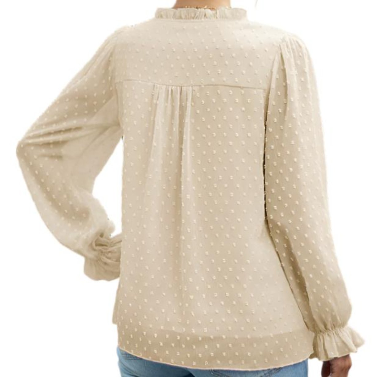 Jacquard Elegant V-neck Long Sleeve Top