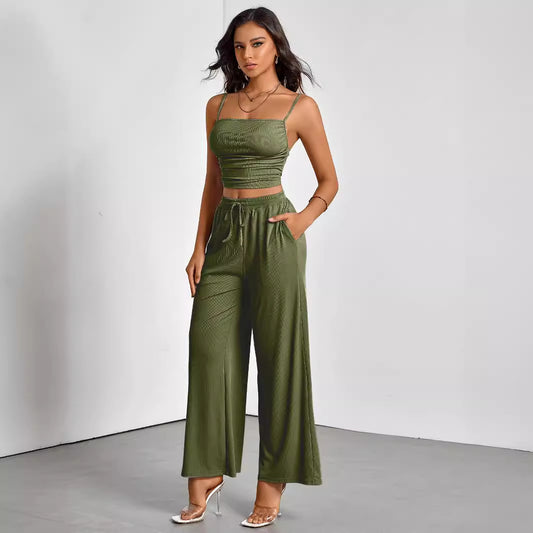 Casual Trousers Sexy Comfortable Refined Two-Piece Pants Set