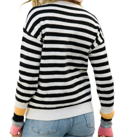 Casual Round Neck Pullover Patchwork Sleeve Sweater