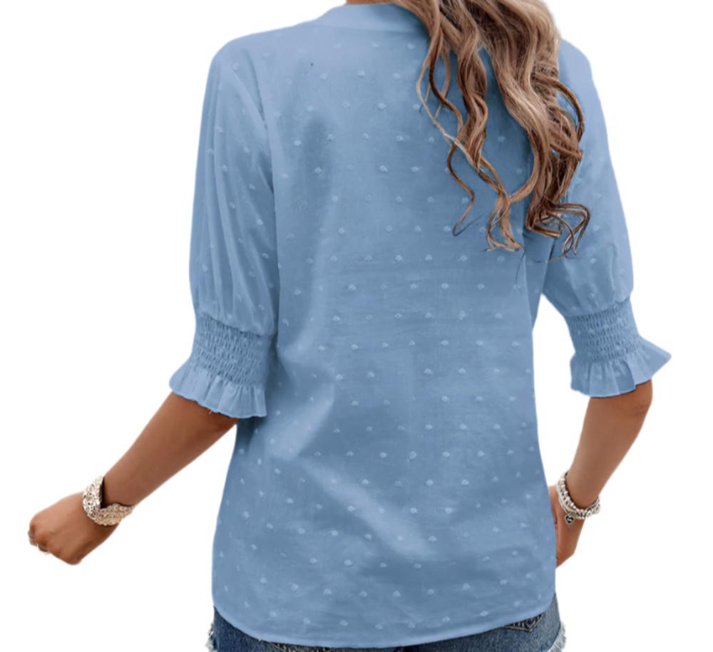 Casual Puff Sleeve Loose Fitting Top