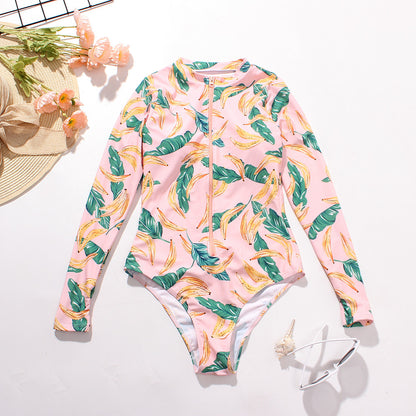 Zipper Printing Multi-Color Long Sleeve Surfing Suit