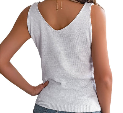 Solid Color Hollow Cutout Top