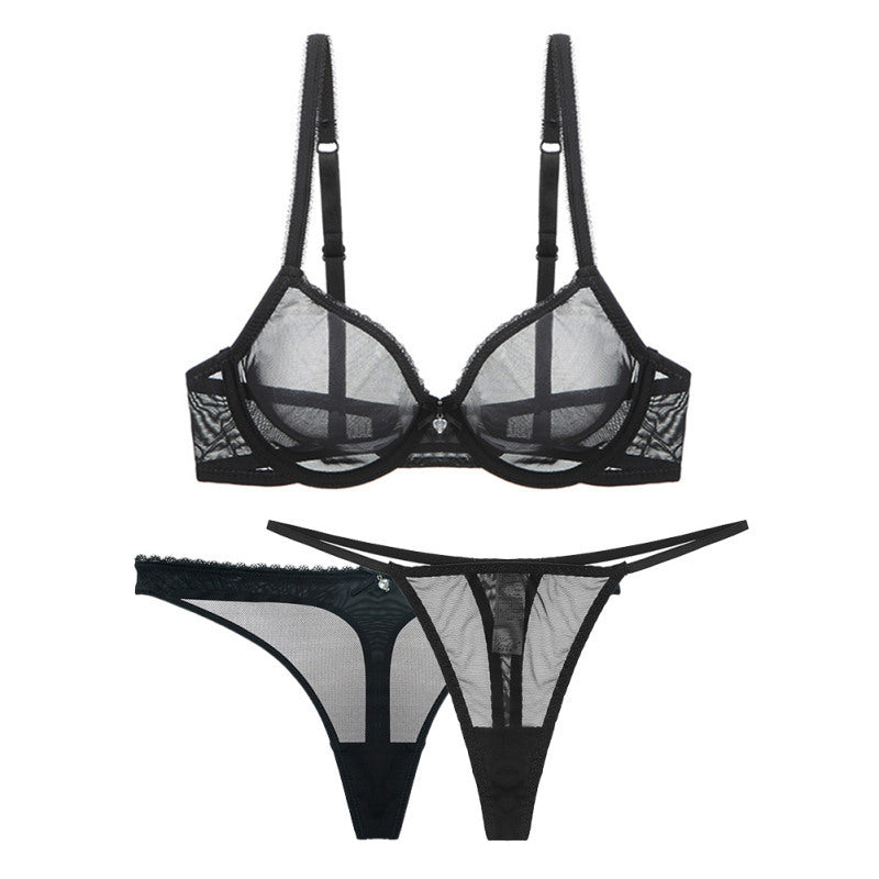 Ultra Thin Transparent Mesh Bra Set