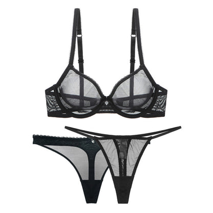 Ultra Thin Transparent Mesh Bra Set