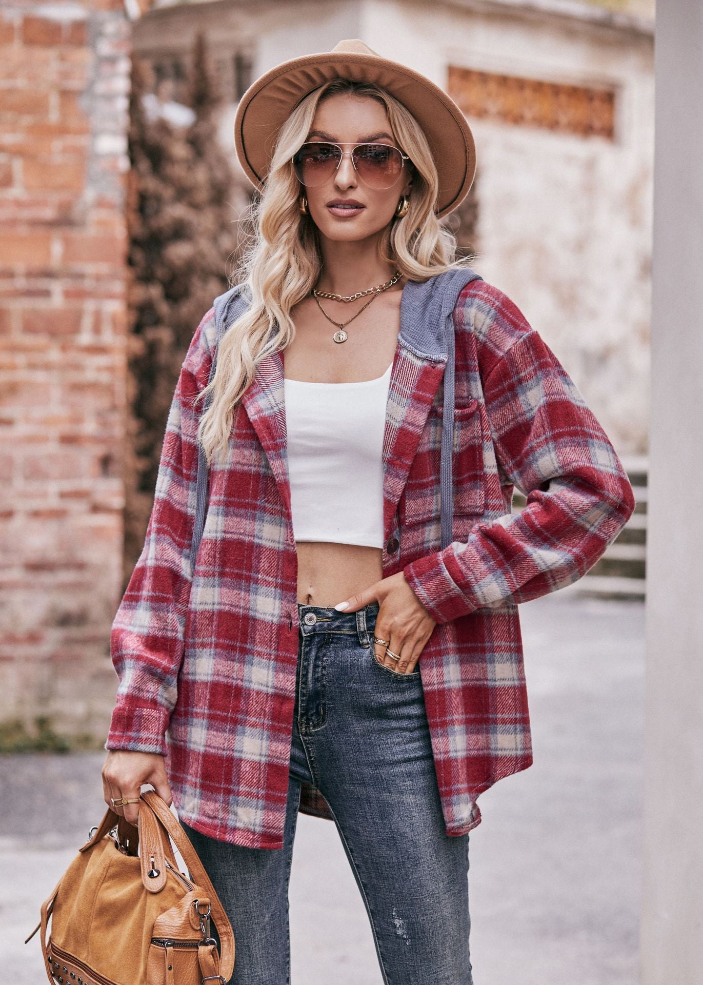 Flannel Plaid Hooded Casual Shirt