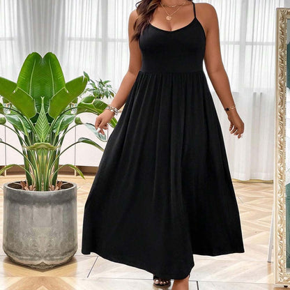 Plus Size Sling Mid Length Dress