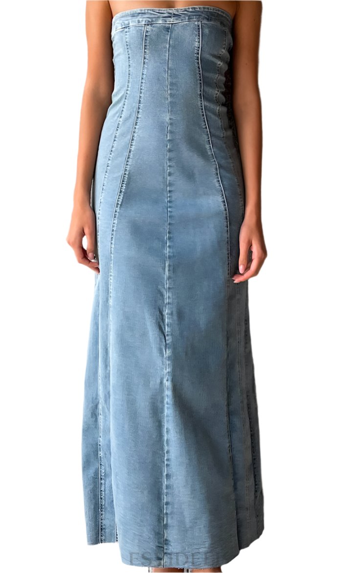 Sexy Denim Tube Top Dress