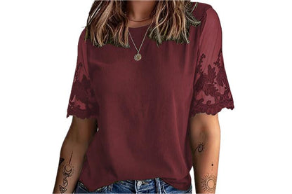 Short Lace Sleeve Chiffon Shirt